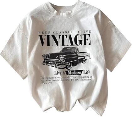 Cotton Blend Oversized Fit Half Sleeve Printed Round Neck T-Shirt for Women | Aesthetic Summer Wear